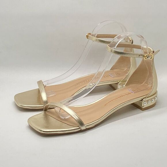 Stuart Weitzman Metallic Leather Embellished Sandals size 9 - Picture 3 of 11